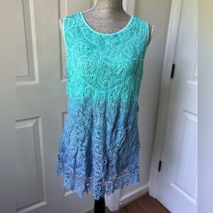 Sundance Lace Ombré Crotchet Blue mini dress Medium